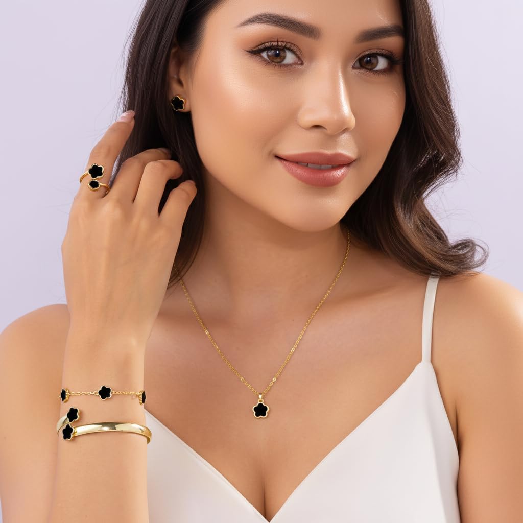 Set Bijuterii Model Floral Auriu